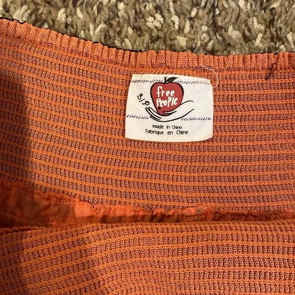 Free People Skirt Floral Elastic Waist Small Coral Navy - Picture 2 of 5